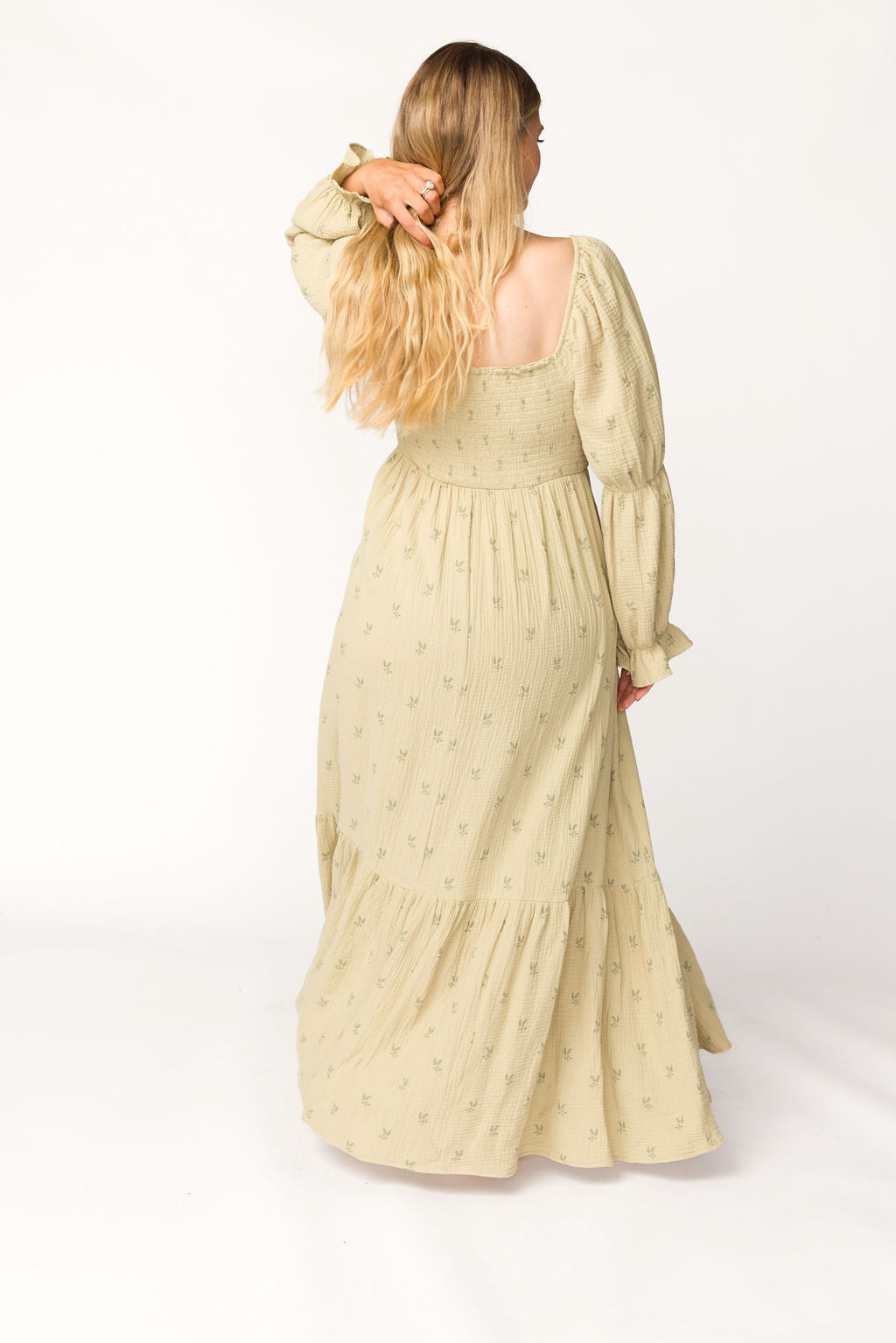 Emerson 100% Cotton Gauze Maxi Dress in Thyme - Bump Friendly Maternity Dress for Pregnancy, Nursing & Postpartum | Comfortable Summer Boho Dress for Beach, Vacation & Casual Wear