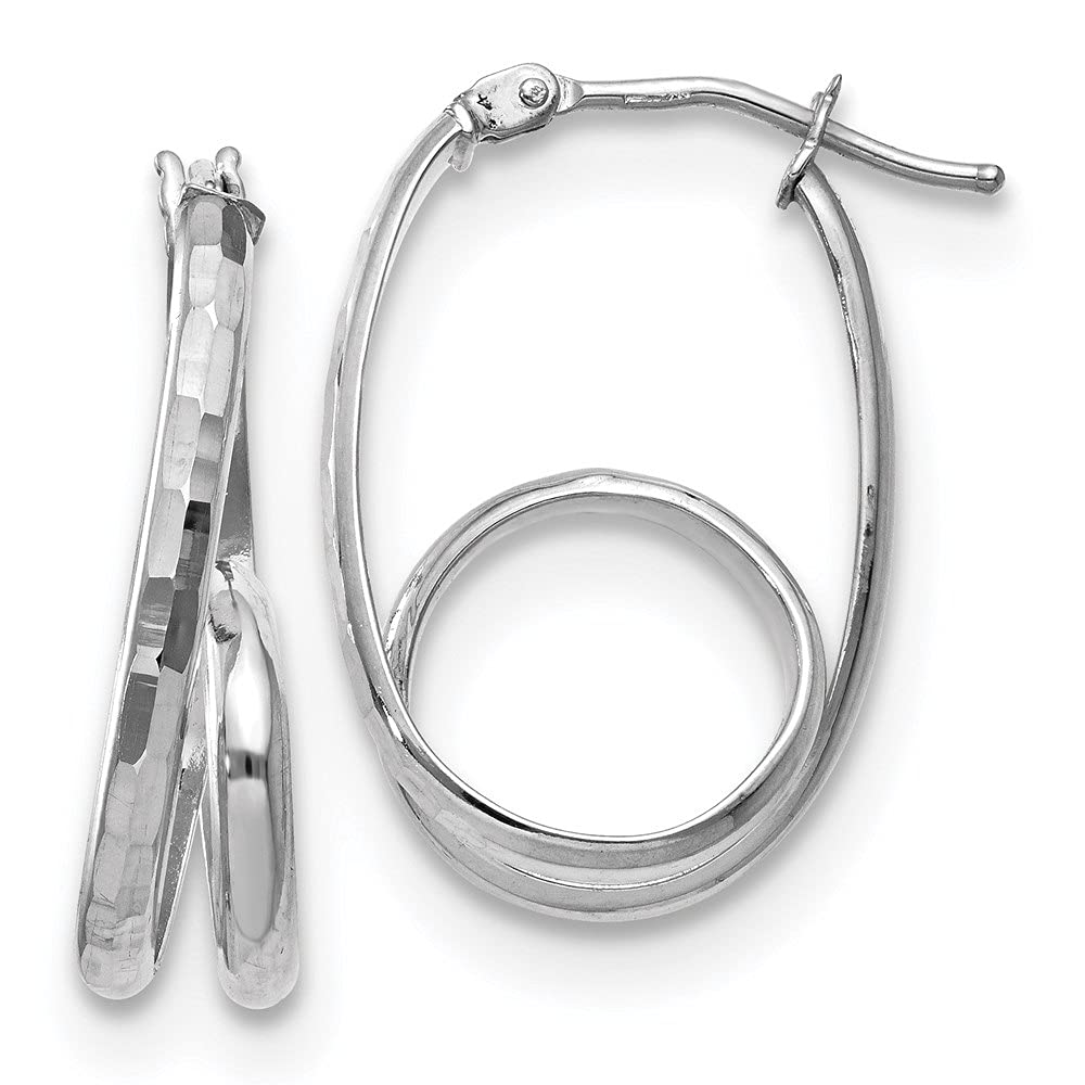 14K White Gold Polished Fancy Hoop Earrings for Women - Diamond2Deal Fine Jewelry | Elegant Gift for Anniversary, Wedding & Special Occasions