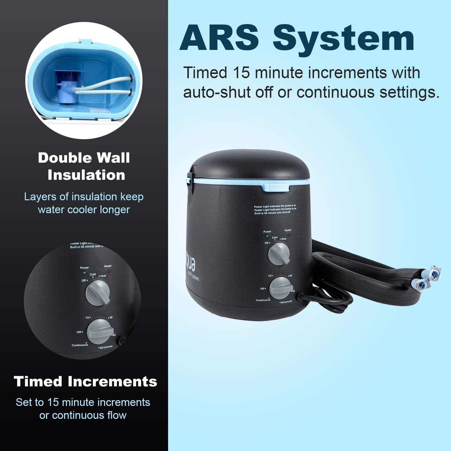 Aqua Relief ARS with Back Pad - Portable Cold & Hot Water Therapy System for Pain Relief, Muscle Recovery, and Circulation - Perfect for Athletes, Post-Surgery, and Chronic Pain Management