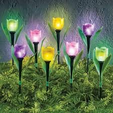 Solar Powered Tulip Garden Lights - Set of 8 Outdoor Decorative Flower Stake Lights for Yard, Pathway, and Patio Decor