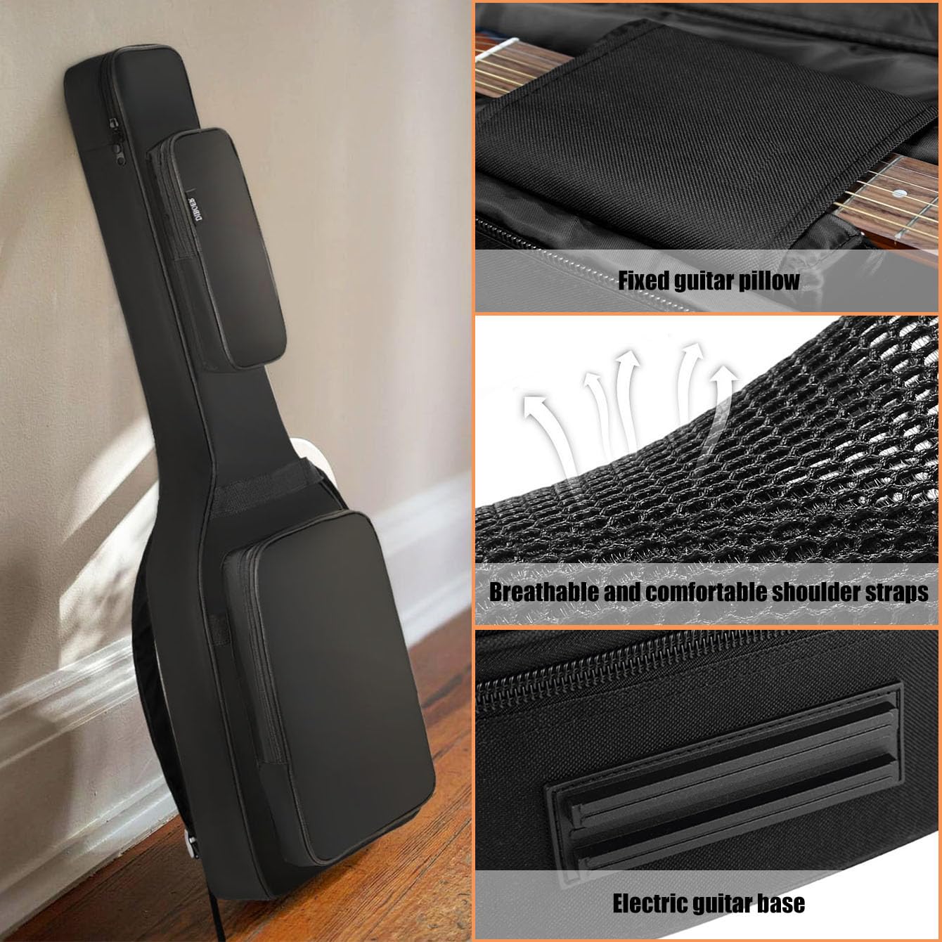 **39 Inch Electric Guitar Gig Bag with Neck Pillow & 0.35in Padding - Adjustable Shoulder Straps - Durable Protective Case for Travel & Storage**    *(Perfect for Musicians, Bands, Gigs & Safe Transport of Your Electric Guitar)*