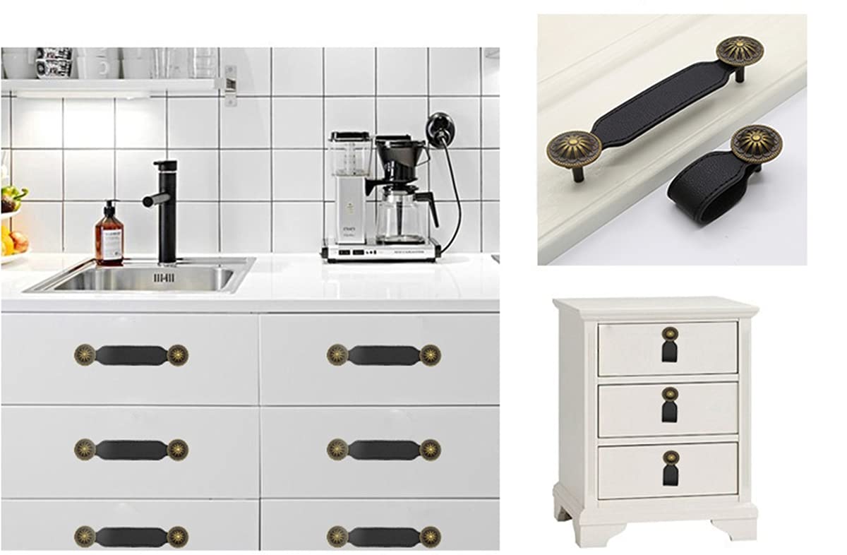 Premium Skyscraper Leather Drawer Pulls - 8-Piece Set (78mm, White) for Dresser, Kitchen Cabinets, Bathroom Vanity & Closet Organization - Durable Hardware Upgrade for Home & Office Furniture