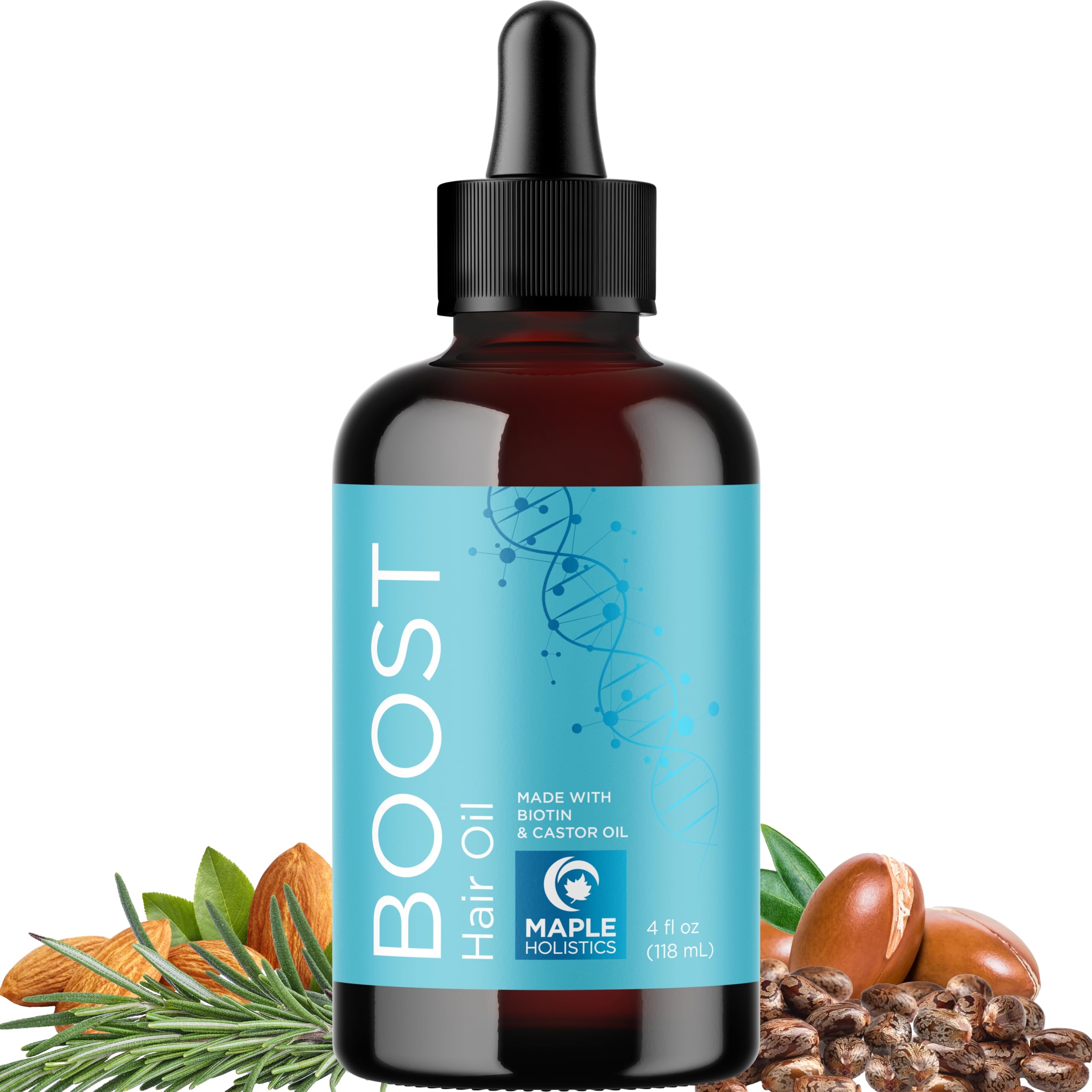 Organic Rosemary Hair Growth Oil for Damaged Hair - Thickening & Strengthening Treatment with Jamaican Black Castor Oil - Vegan Scalp Care for Women & Men - Perfect for Frizzy, Thin & Weak Hair - Daily Hair Care & Styling Essential