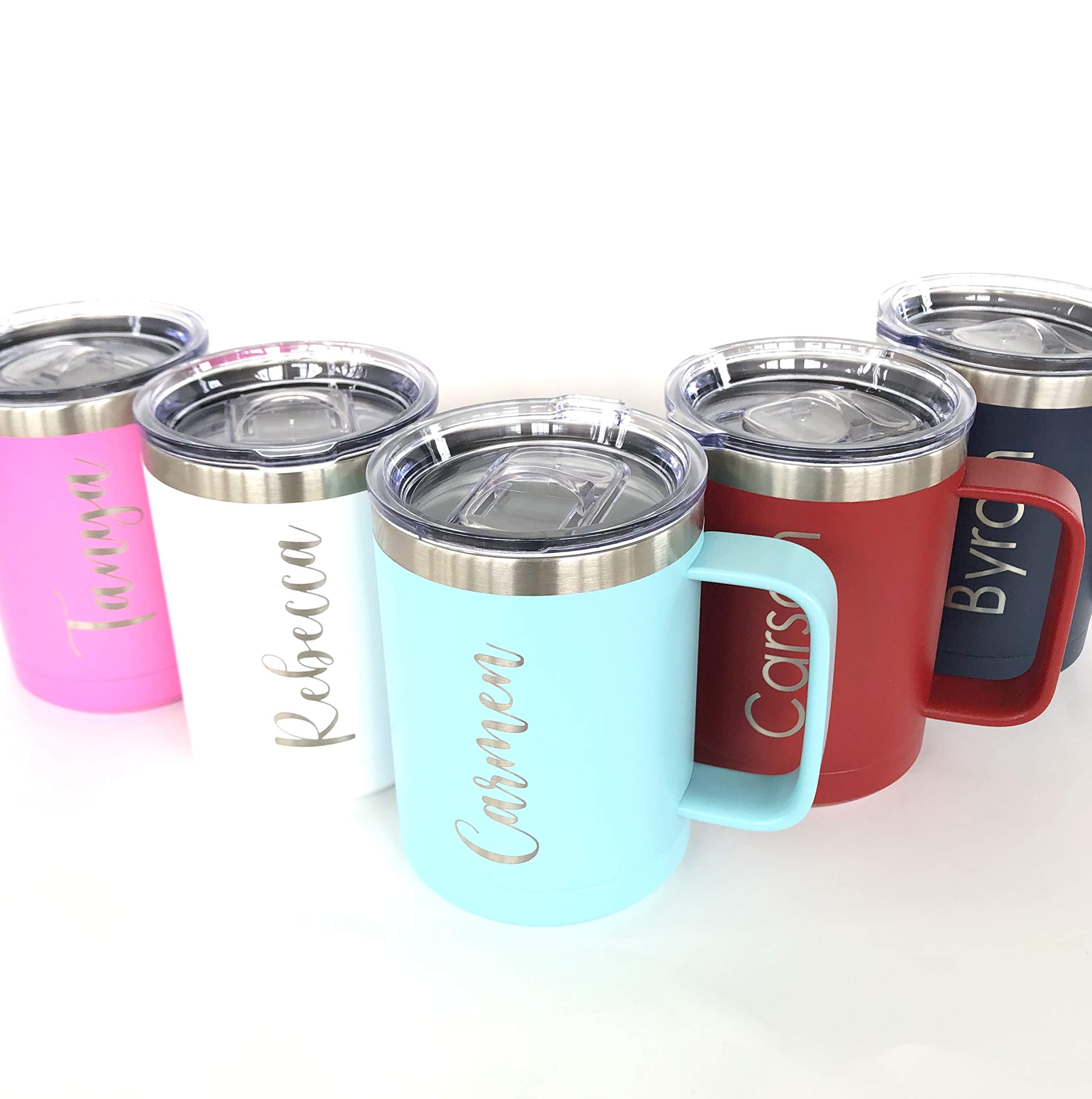 Personalized Insulated Coffee Tumbler with Name Engraving - 20oz Stainless Steel Travel Mug, Leak-Proof Lid, Perfect for Office, Gym & Outdoor Activities (Pink)