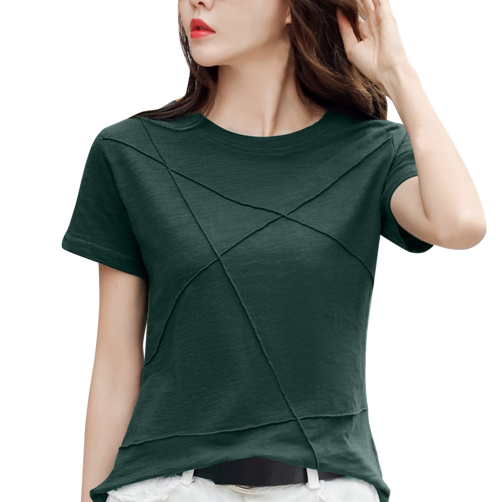 Women's Casual V-Neck Short Sleeve T-Shirt - Slim Fit Button Down Tunic Top in Solid Colors | Perfect for Daily Wear, Work & Weekend Outfits