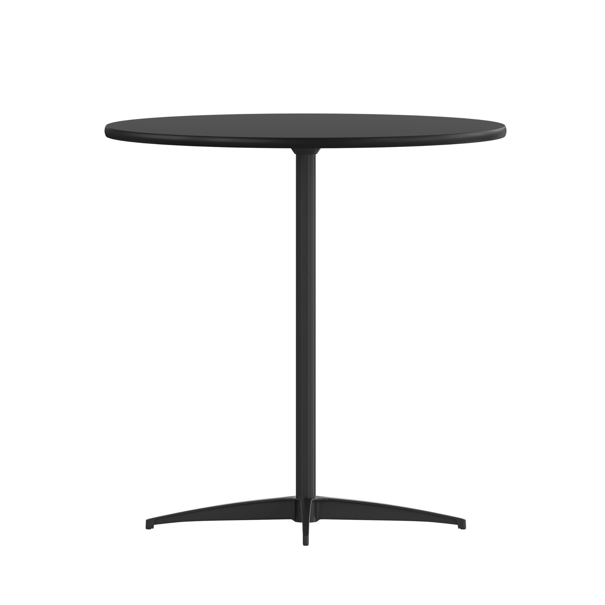 Flash Furniture Lars Black 30'' Round Wood Cocktail Table with 30'' and 42'' Columns - Modern Living Room Centerpiece for Small Spaces & Apartments