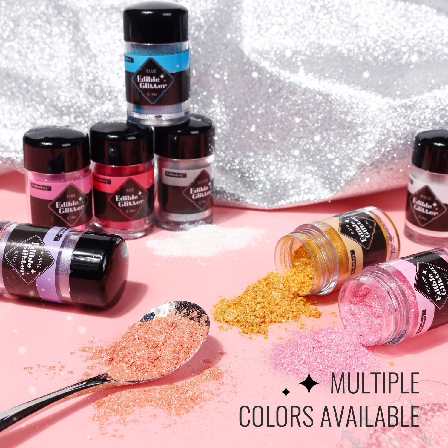 Edible Glitter Powder 4g - Food Grade Silver Gray Luster Dust for Baking, Cake Decorating, Fondant, Chocolate & Cookies | Safe for Cocktails & Drinks | Perfect for Party Desserts, Wedding Cakes & DIY Treats