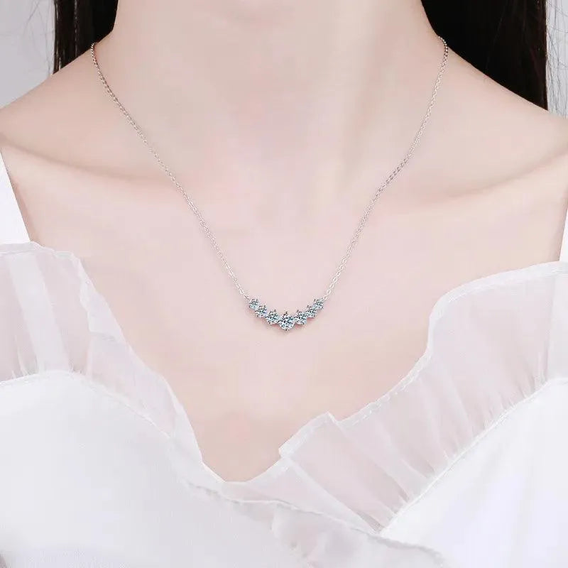 K.NOBSPIN 925 Sterling Silver Plated 18K White Gold Moissanite Necklace for Women - Wedding, Anniversary & Special Occasion Jewelry with Certification - Perfect for Bridal, Date Night & Formal Events