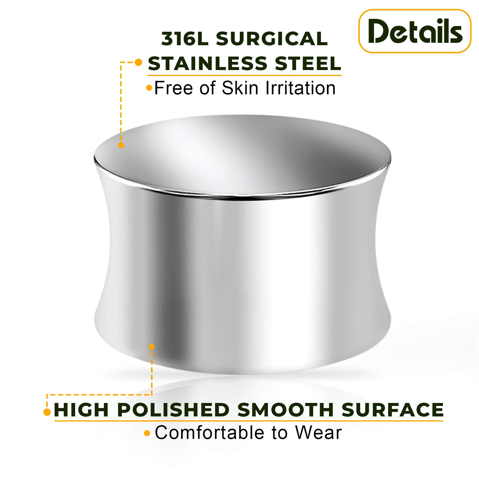 316L Surgical Steel Double Flared Ear Plugs - Polished Solid Flesh Tunnel Earrings for Ear Stretching - Perfect for Body Piercing Jewelry & Lobe Stretching Gauge Kit