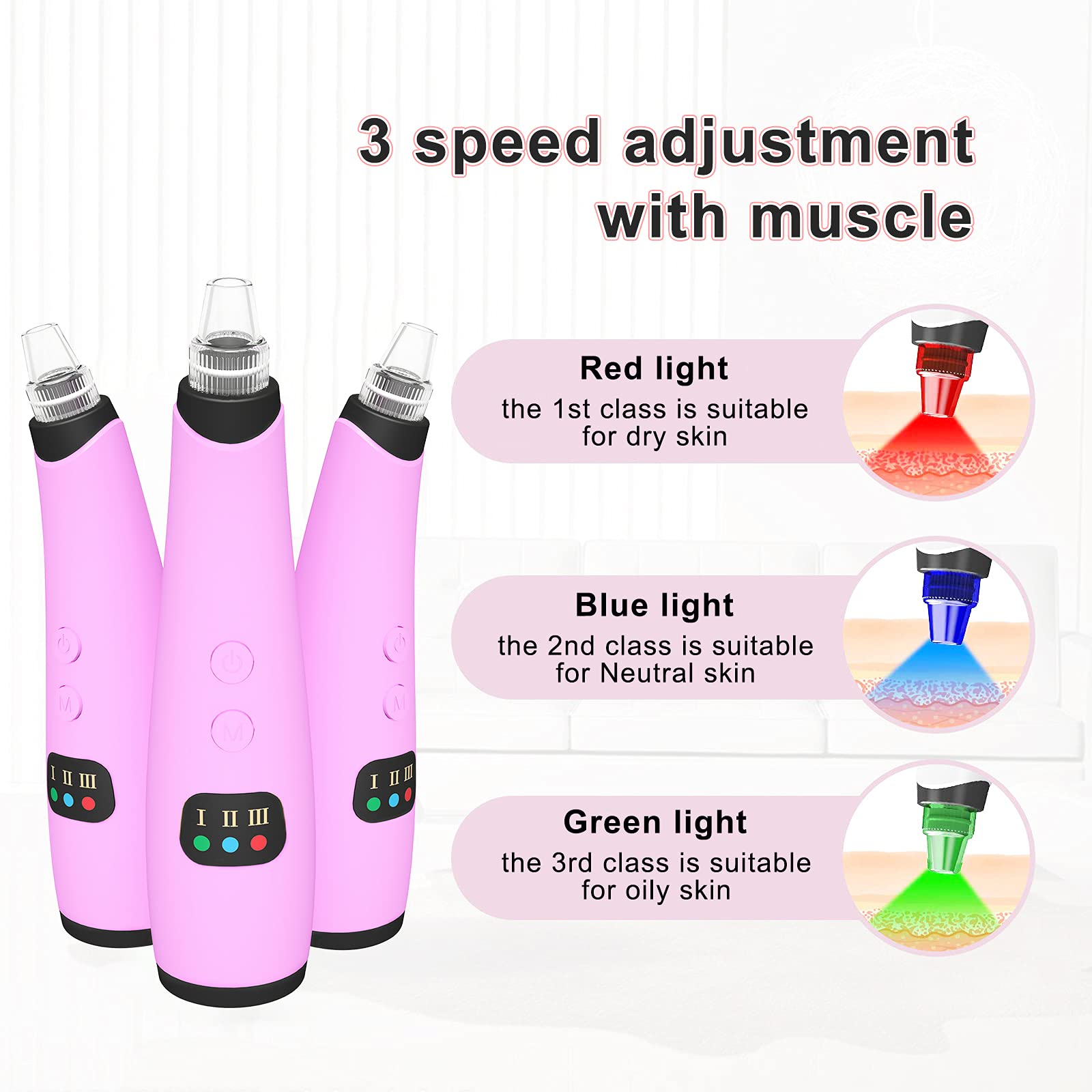 Hibeauty Electric Blackhead Remover Vacuum - Pore Cleaner Tool with 4 Detachable Probes & 3 Suction Levels | Facial Cleansing Device for Acne, Blackhead & Blemish Removal | Perfect for Home Spa & Skincare Routine