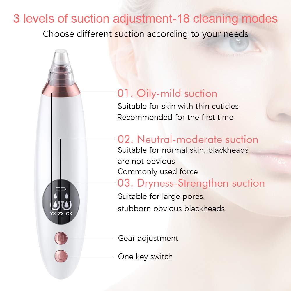 Yafei Pore Vacuum Blackhead Remover - Upgraded Strong Suction Rechargeable Facial Cleanser for Blackhead & Pimple Removal (Gray) | Perfect for Deep Cleansing & Skincare Routine