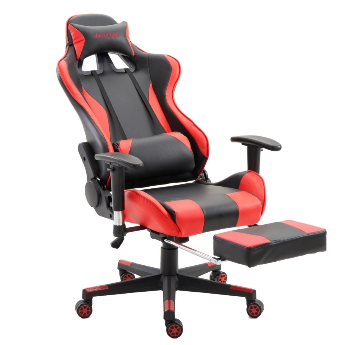 9026 Ergonomic Gaming Chair with Footrest - Black & Red for PC, Console & Office Gaming Comfort