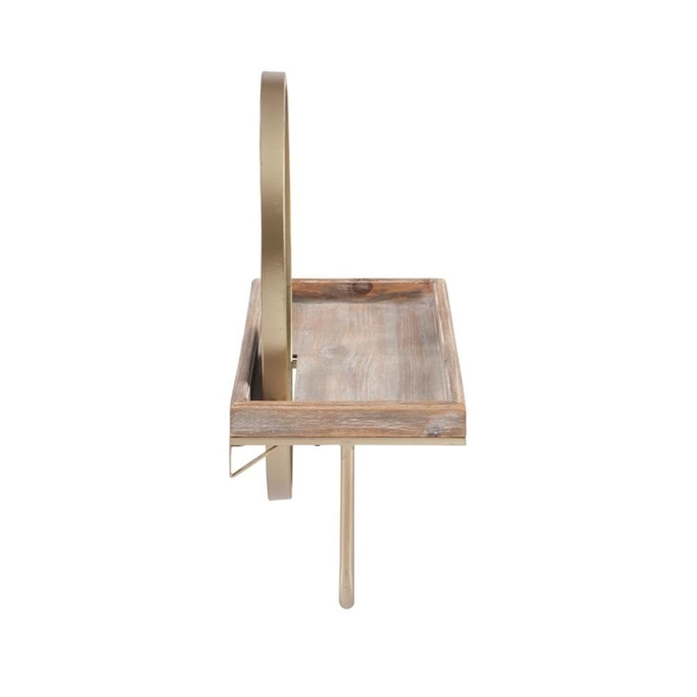 Linon Lila Gold Wall Shelf with Mirror - Wood and Metal Floating Shelf for Bathroom, Bedroom, or Entryway Decor - Stylish Storage Solution for Small Spaces