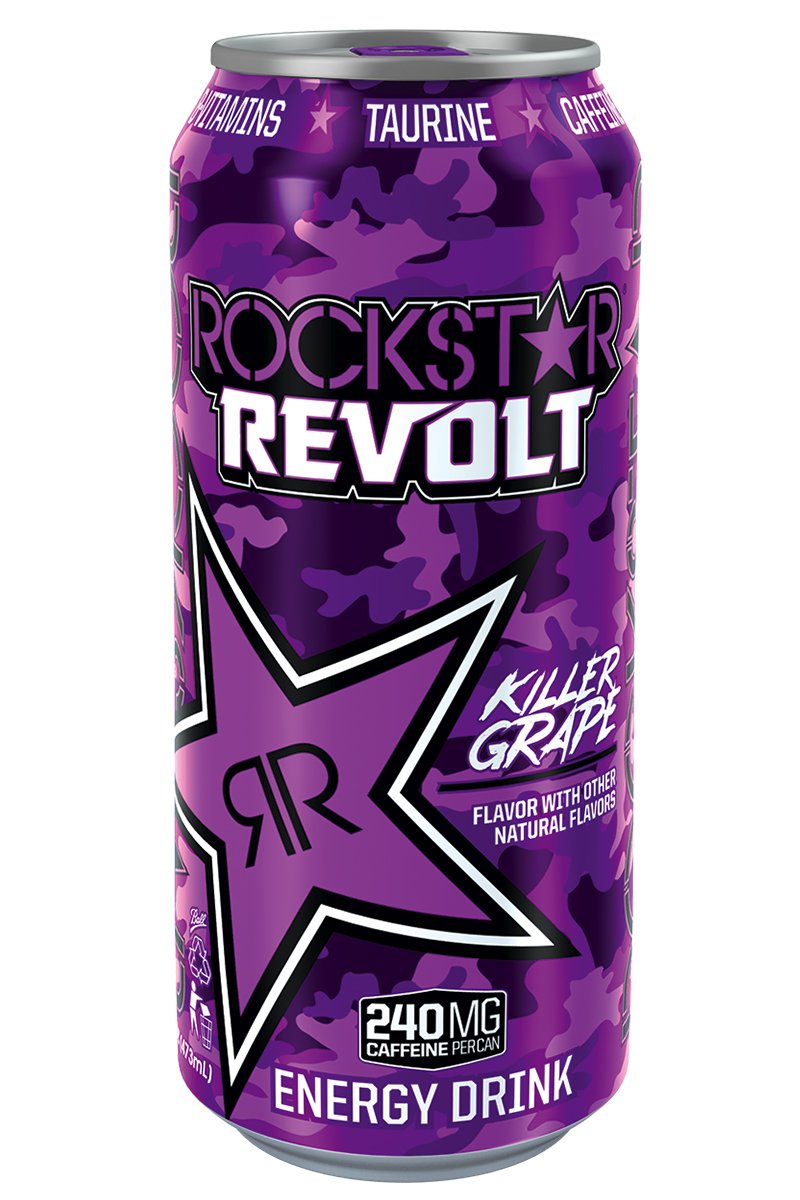 Rockstar Energy Drink Revolt Grape - 24 Pack | Sugar Free Energy Boost for Workouts, Gaming & Late Night Study | Caffeine & B-Vitamins for Focus