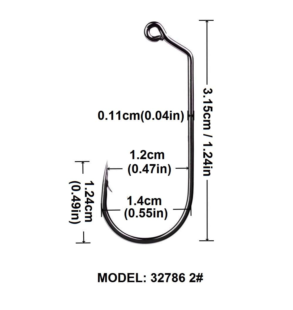 Sharp Tactical Jig Fishing Hooks - High Carbon Steel Fly Hooks with Barb (Size 2#, 50Pcs) - Perfect for Bass, Trout, and Saltwater Fishing