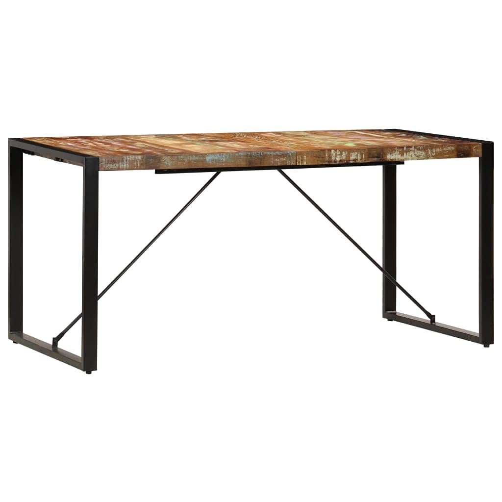Rustic Reclaimed Wood Dining Table with Powder-Coated Steel Legs - 63