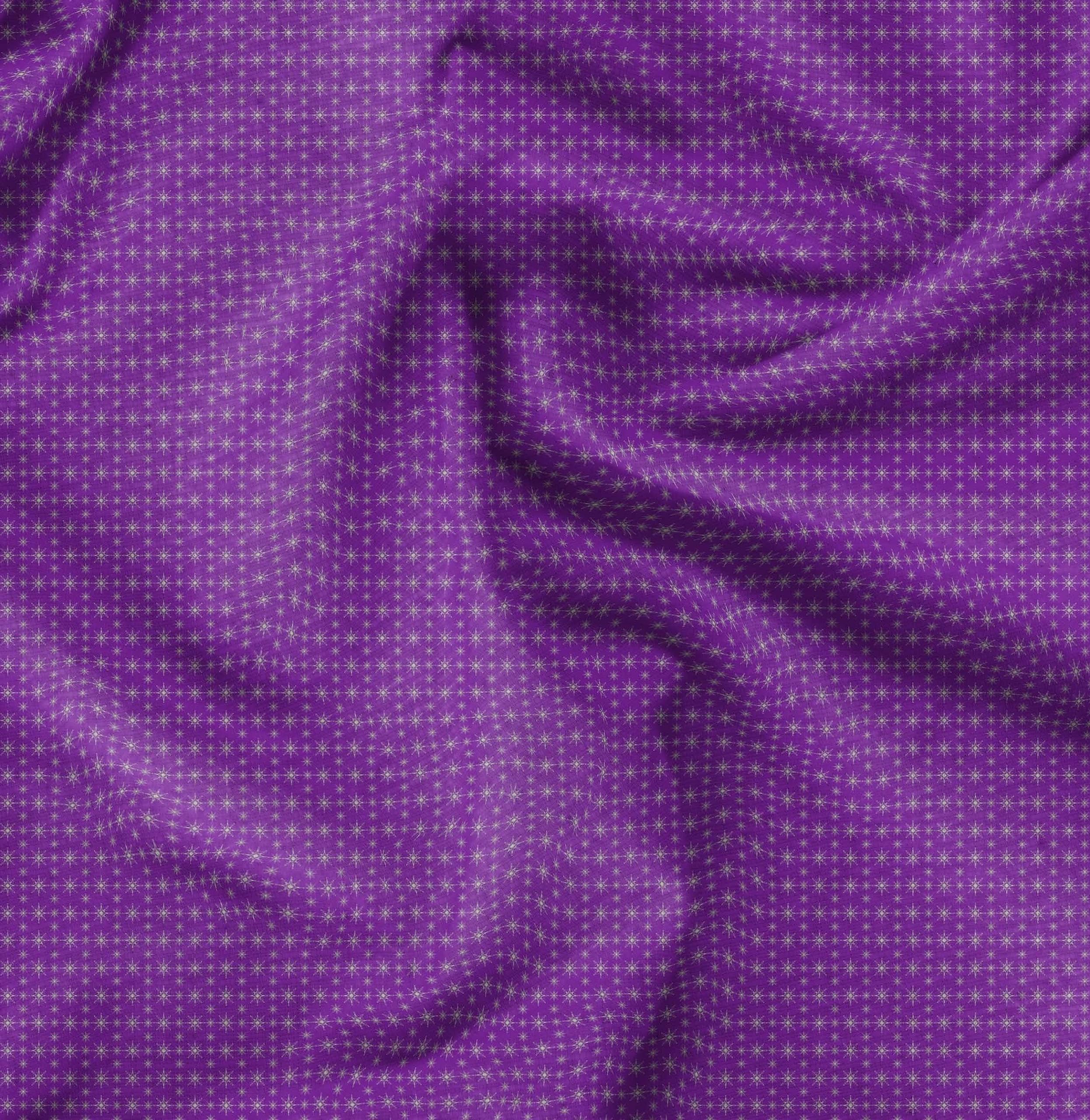 Soimoi Moss Georgette Purple Fabric by The Yard - 42 Inch Wide Geometric Star Printed Polyester Chiffon Material for Dresses, Scarves & Home Decor | Cosmic Bohemian Style DIY Fashion Fabric