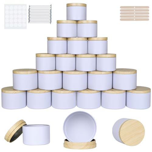 White Tins With Wood-grain Lids