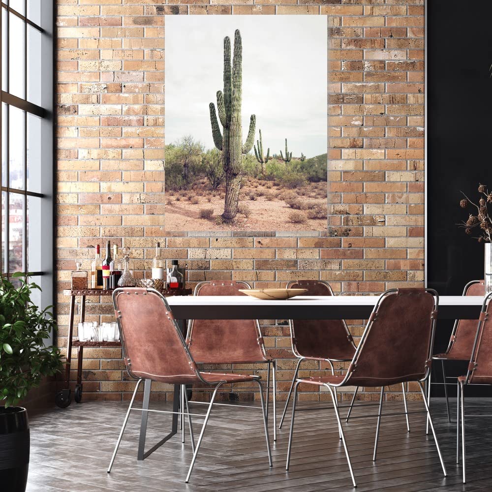 Desert Cactus Canvas Wall Art Print - 32x43 Inch Ready to Hang Painting for Living Room, Bedroom, Office Decor - Modern Home & Commercial Space Wall Decor by Artists Sisi & Seb