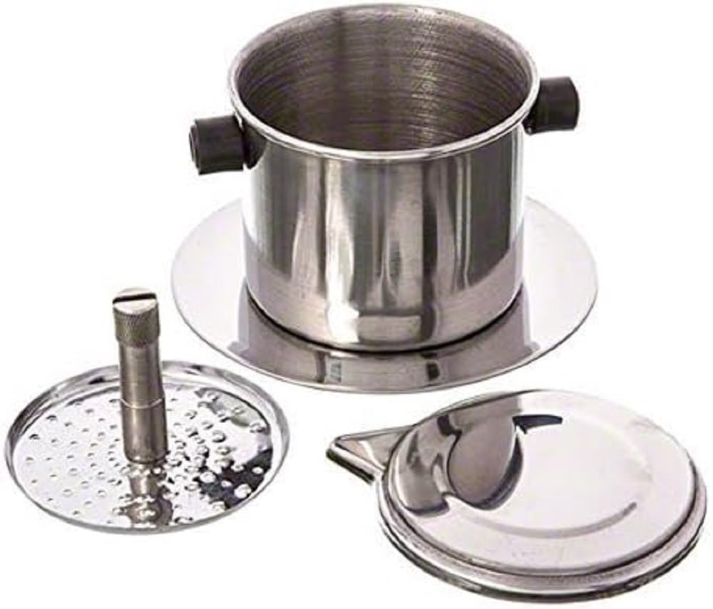 TrueCraftware - Set of 3 Stainless Steel Single Cup Coffee Brewers - Vietnamese Phin Filter, Dripper & Infuser for Home, Kitchen & Restaurants - Perfect for Iced Coffee, Espresso & Traditional Brewing
