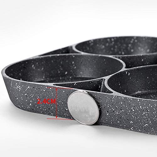 Non-Stick 4-Hole Omelet Pan for Burgers, Eggs & Pancakes - Oil-Free Cooking, Smoke-Free Breakfast Grill Wok - Perfect for Quick Breakfasts, Camping & Family Cooking