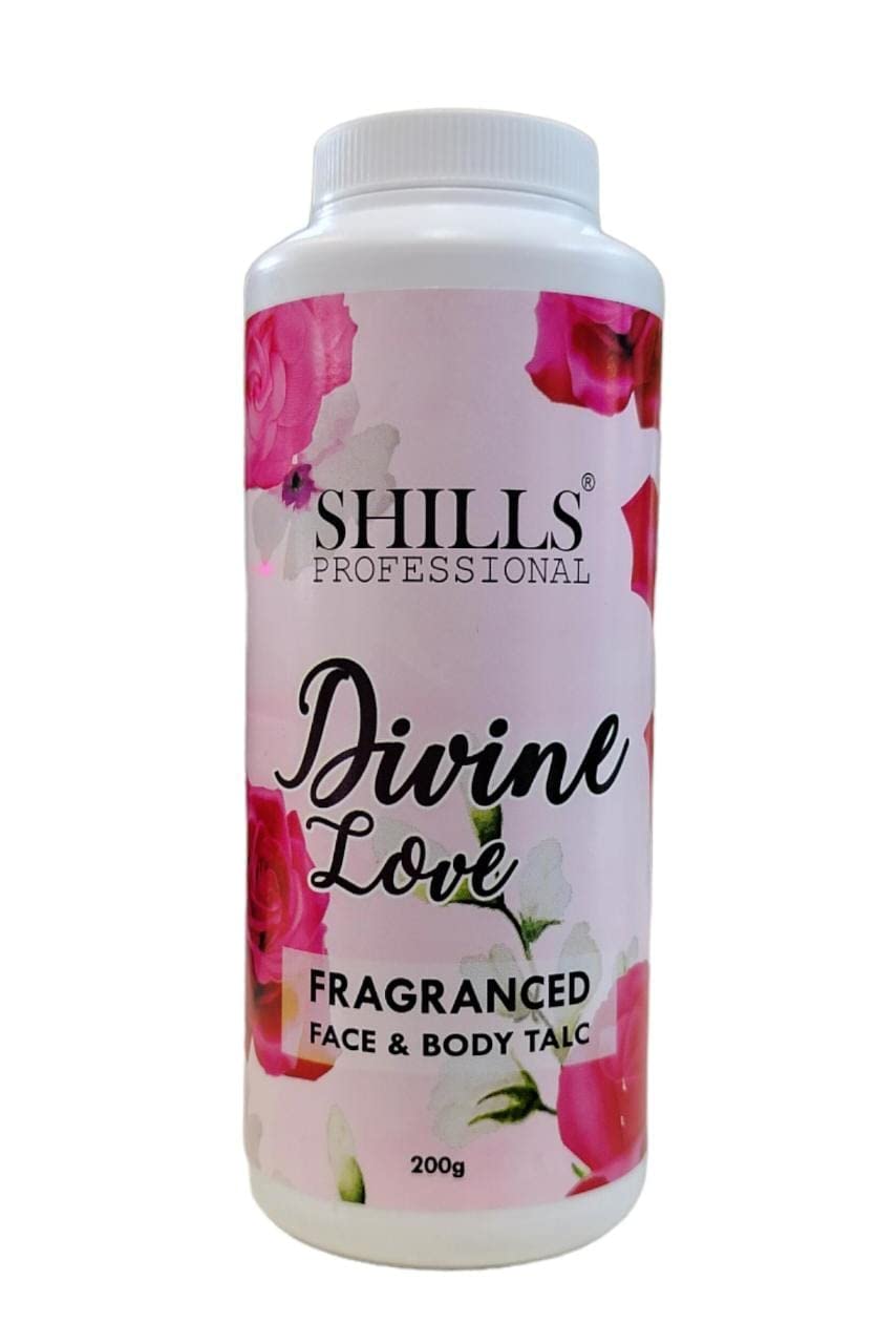 Shills Professional Divine Love Fragranced Face & Body Talc Powder - All-Day Freshness for Women & Men | Perfect for Gym, Spa & Daily Use