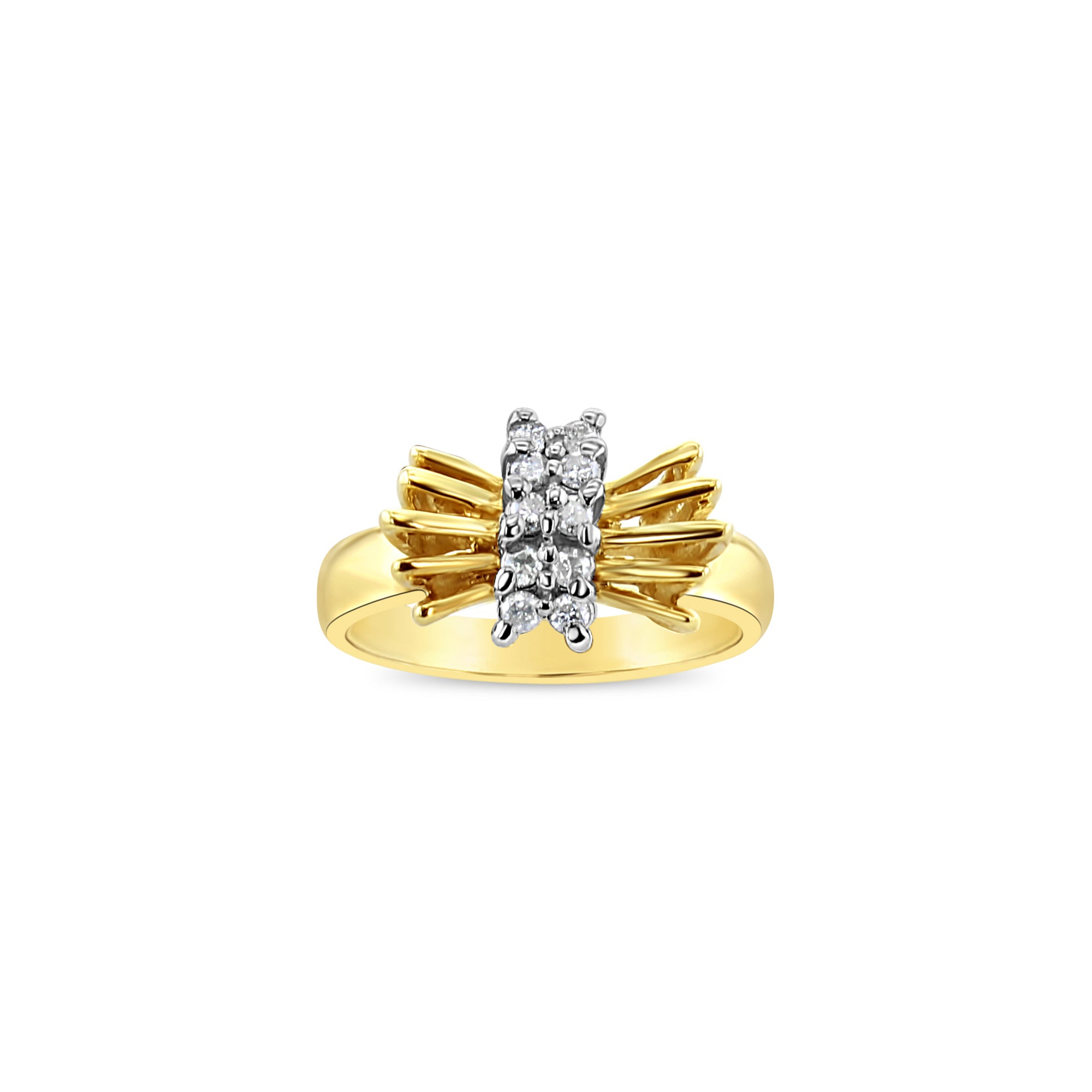 14K Yellow Gold Diamond Bow Style Ring - Elegant Jewelry for Women, Perfect for Weddings, Anniversaries & Special Occasions