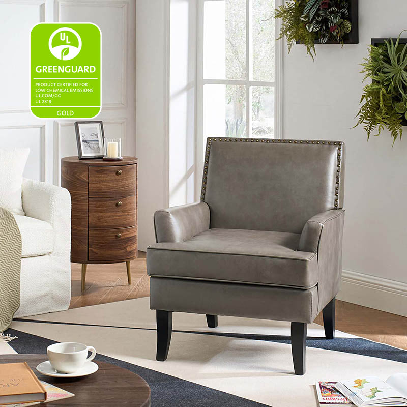Fatima Vegan Leather Armchair - Modern PU Leather Lounge Chair for Living Room, Office & Bedroom - Eco-Friendly Faux Leather Accent Chair with Sturdy Metal Legs