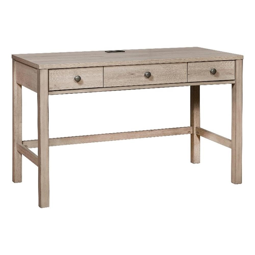 Brown USB Port Desk with Drawers - Modern Home Office Desk for Work & Study, Perfect for Small Spaces & Dorm Rooms
