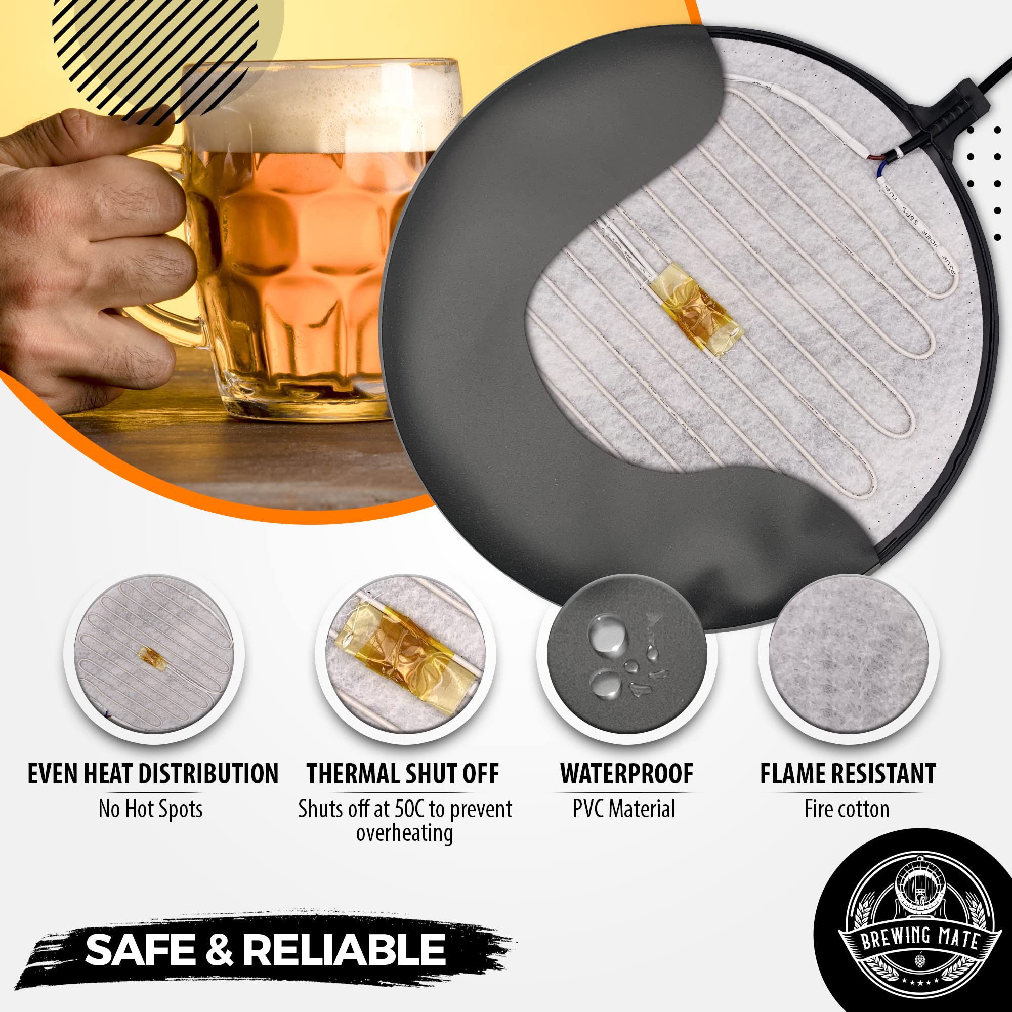 Adjustable Power Home Brew Heat Pad Mat for Beer & Kombucha Fermentation - Perfect for Home Brewing, Wine Making & DIY Fermentation Projects
