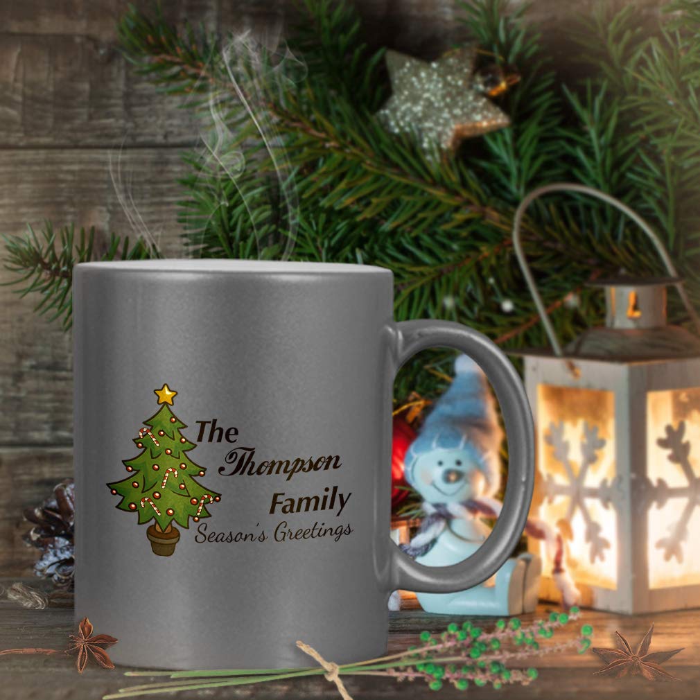 Personalized Custom Text Christmas Tree Ceramic Coffee Mug with Gold Metallic Finish - Perfect for Holiday Gifts, Office Decor & Cozy Winter Drinks