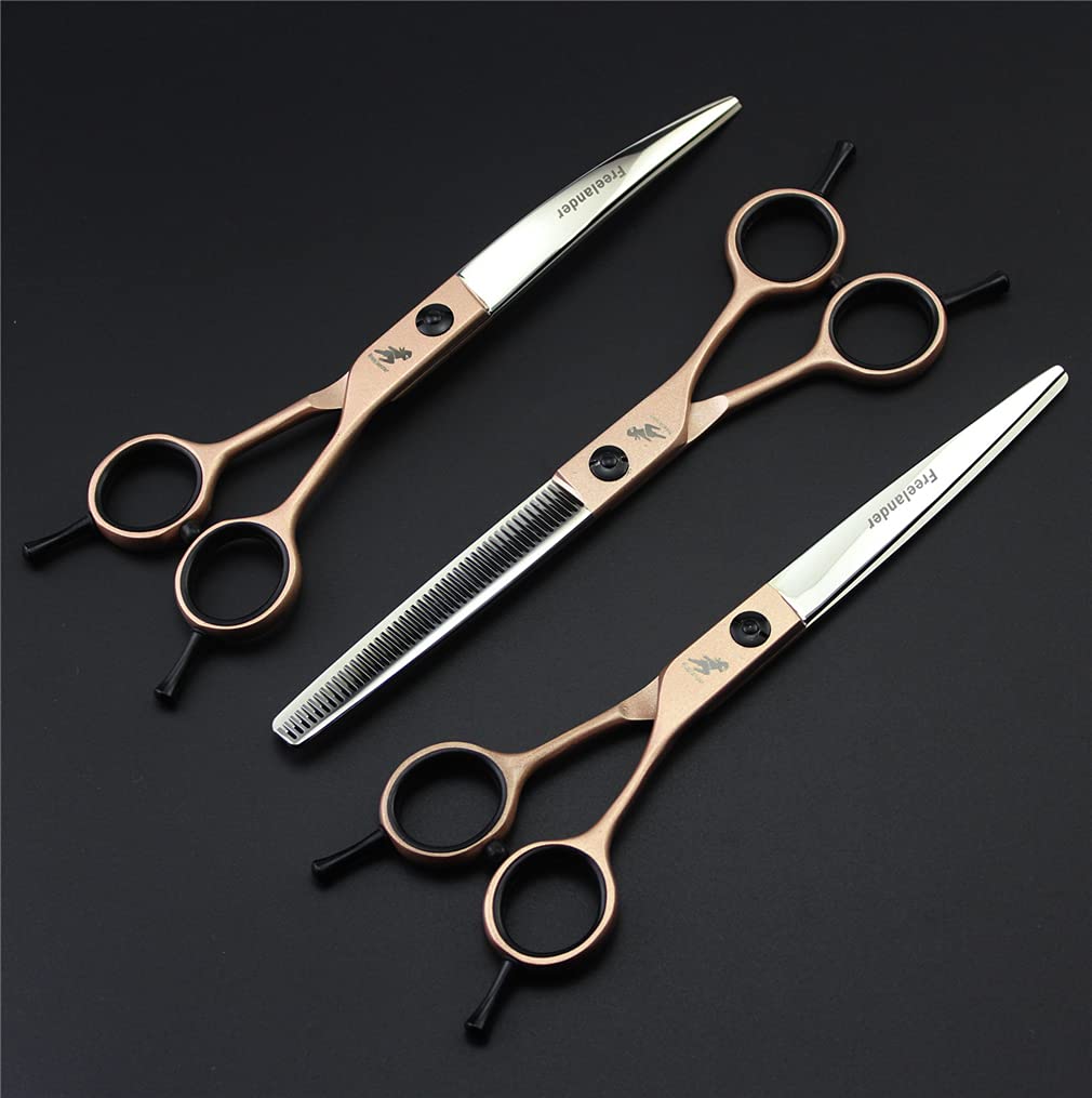 8-Piece Professional Pet Grooming Scissors Set - Stainless Steel Dog & Cat Hair Trimming Kit with Thinning & Curved Scissors | Safe Sharp Tools for Home Pet Salon Grooming, Bathing & Styling Sessions