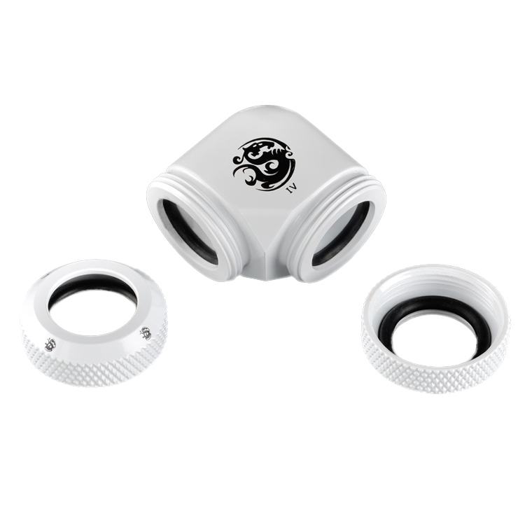 Bitspower 90 Degree Dual Multi Link Fitting for 12mm OD - Deluxe White - Perfect for Custom PC Water Cooling Loops & Hardline Tubing Systems
