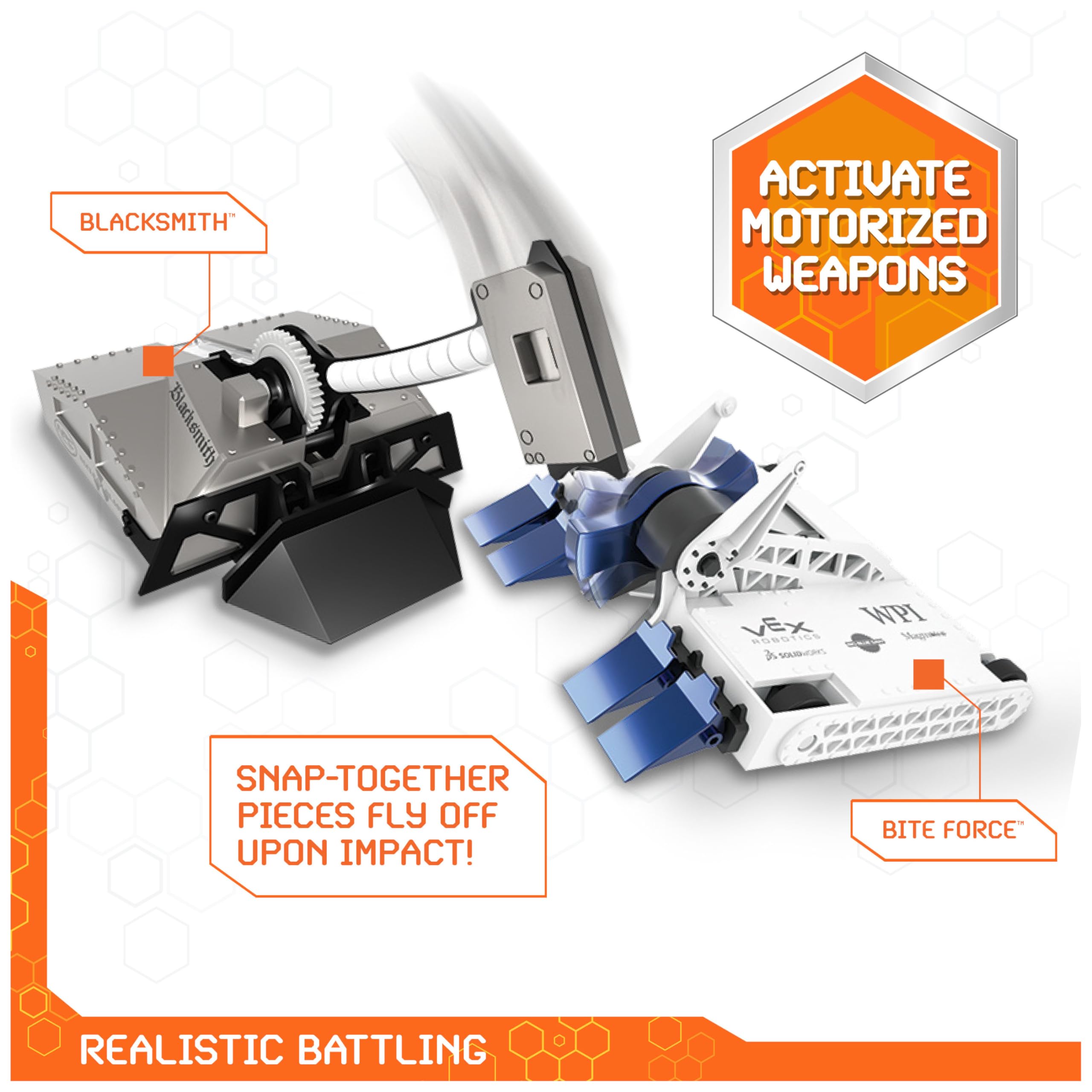 BattleBots Arena Bite Force & Blacksmith - Remote Control Robot Toy Set with 20+ Pieces, STEM Learning Toy for Boys & Girls Ages 8+, Includes Batteries - Perfect for STEM Education, Robot Battles & Interactive Play