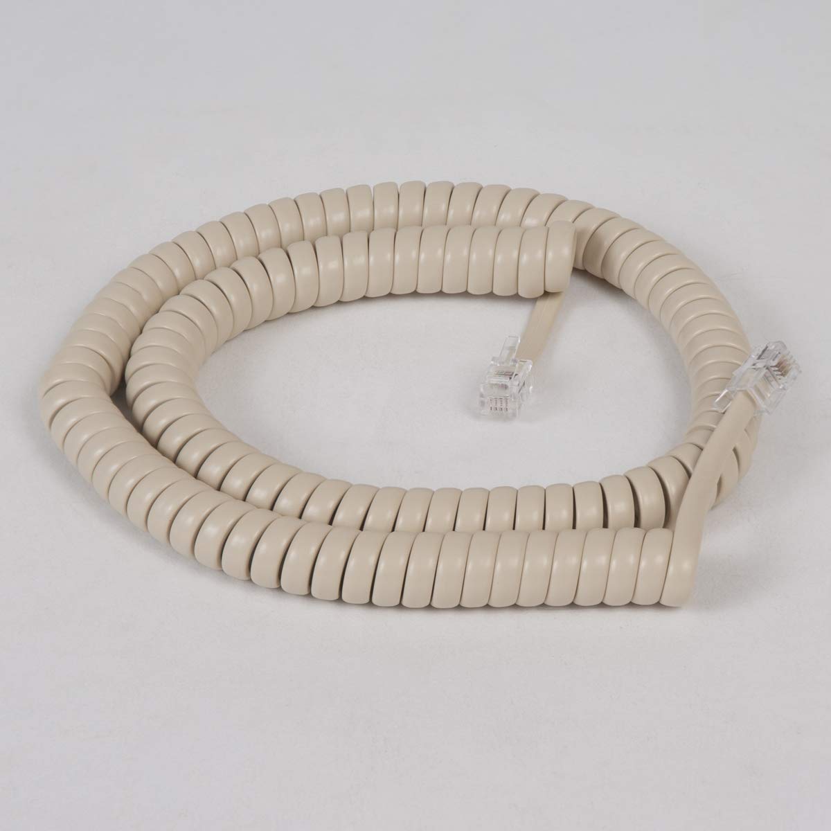 Cablesys 12 Ft Coiled Telephone Handset Cord - RJ22 Connector, 1.5 Inch Lead (10-Pack, Ivory) for PBX & VoIP Phone Systems | Office & Call Center Use