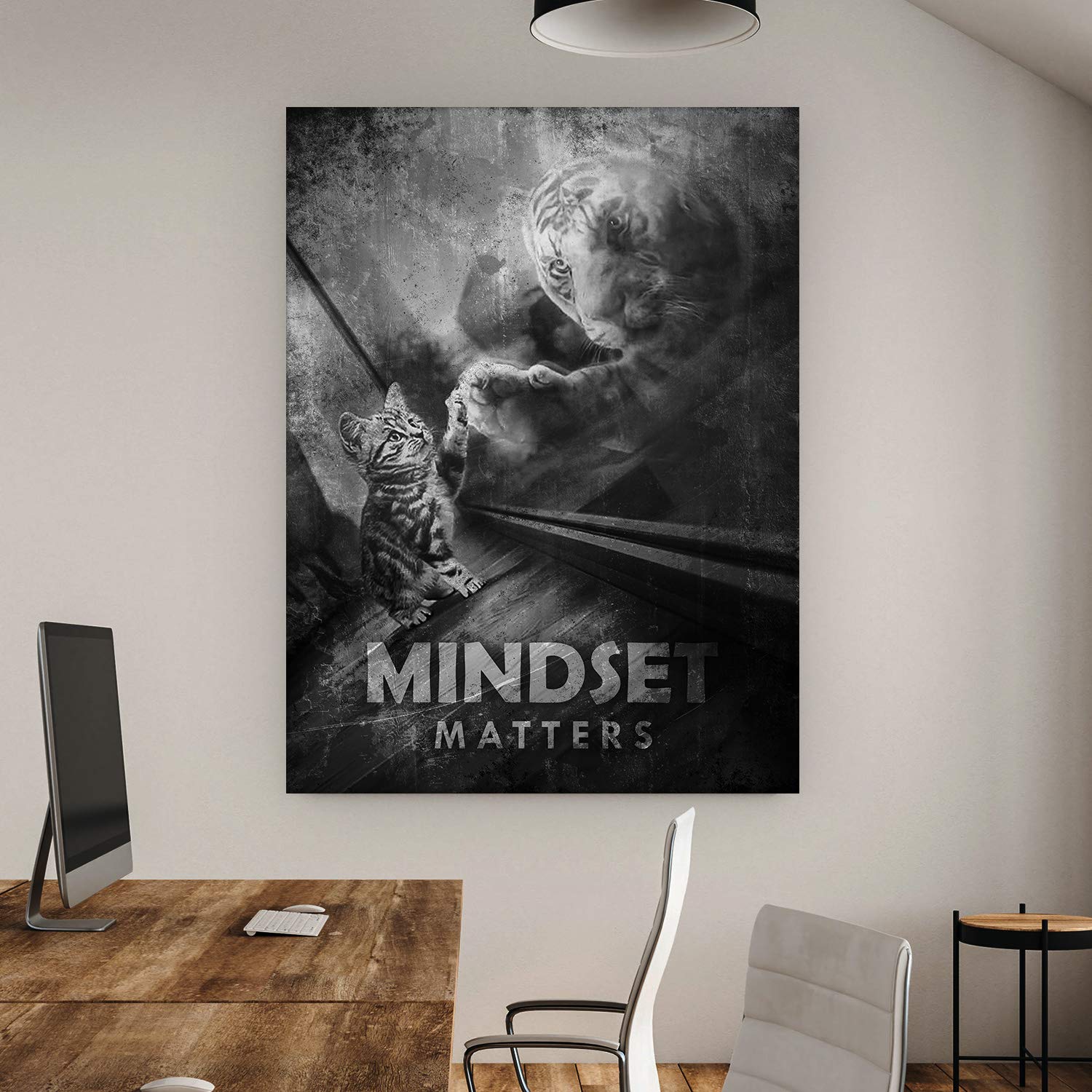 Inspiring Motivational Wall Art Canvas Print - Mindset Matters Tiger Design (40