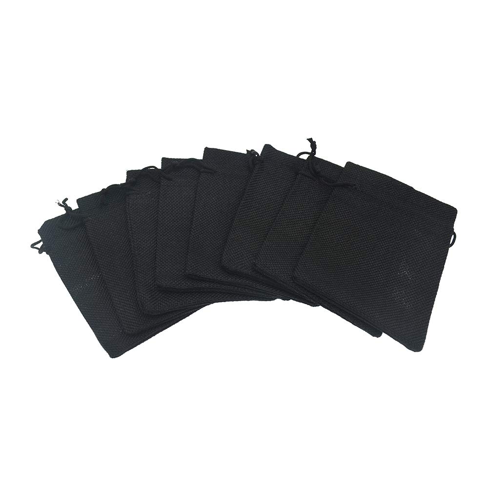 20pcs Black Burlap Drawstring Gift Bags 3.9