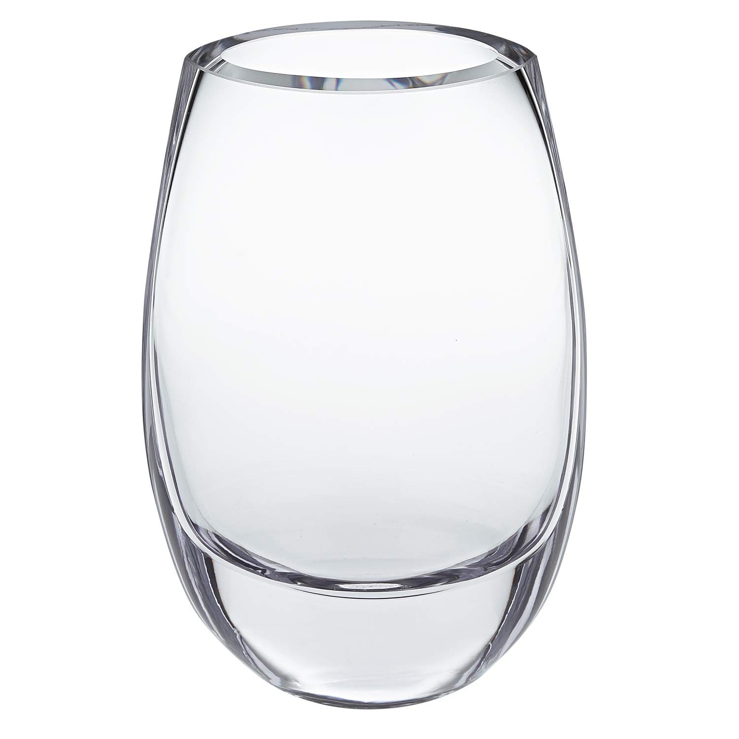 Handmade 8-Inch Mouth Blown Polish Glass Oval Vase - Thick Walled Artisan Home Decor for Flowers, Centerpiece, Wedding & Living Room Decor
