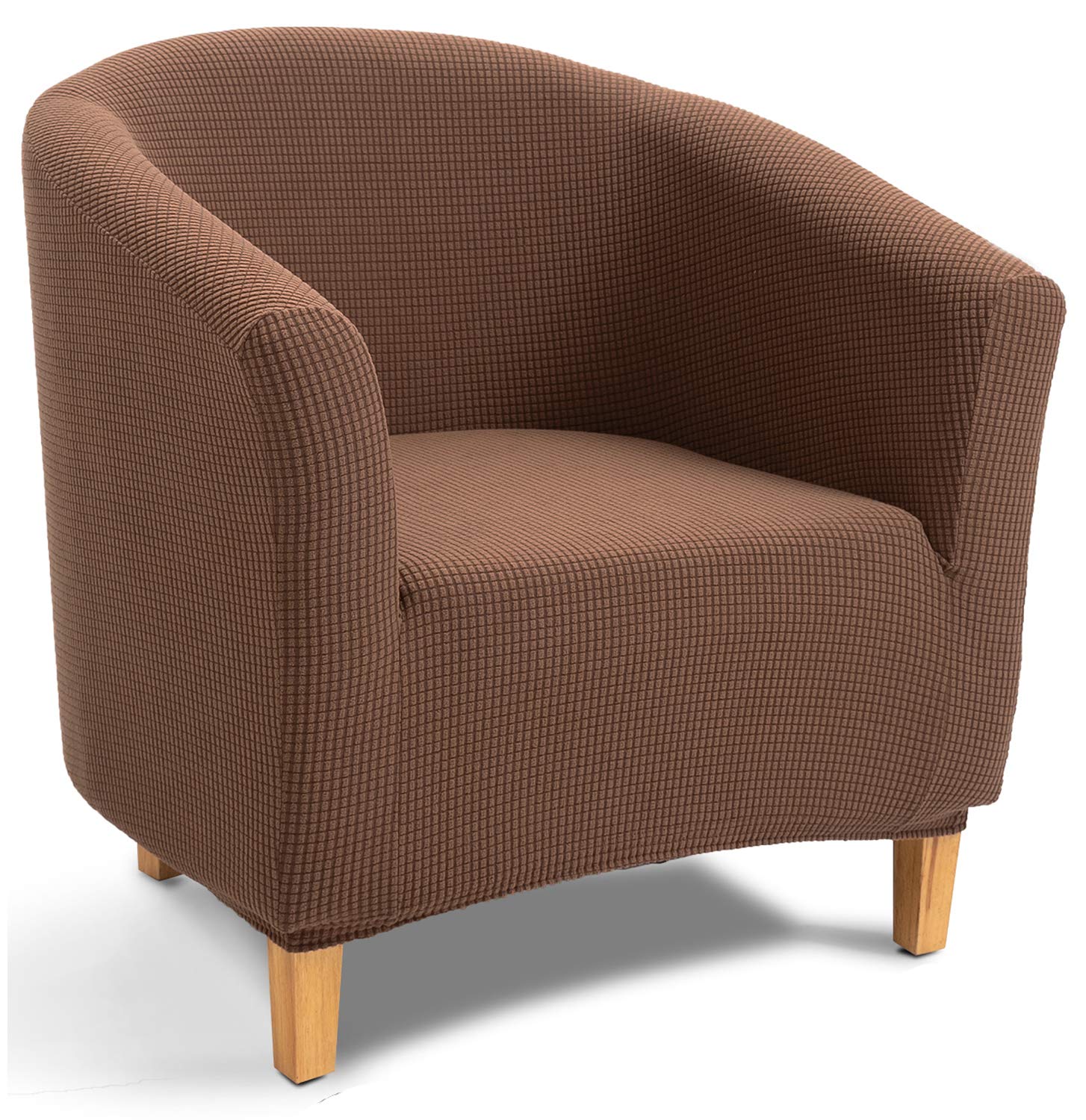 TIANSHU Stretch Tub Chair Cover - Jacquard Club Chair Slipcovers, Non-Slip Barrel Chair Covers for Dining, Living Room & Office - Perfect for Home Decor, Reception Areas & Coffee Shops (Tub Chair, Coffee Color)