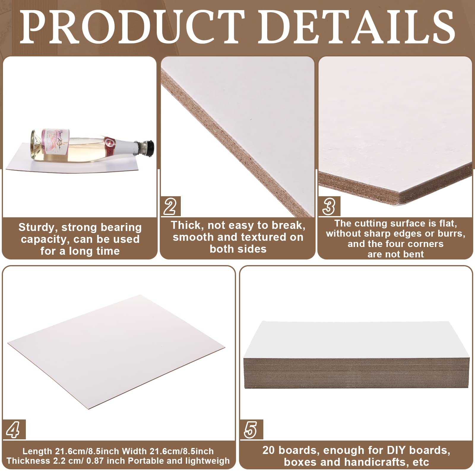 20 Pcs Heavy Duty Kraft Chipboard Sheets - 11 x 8.5 Inch 80PT White Bookbinding Boards for DIY Book Covers, Scrapbooking & Card Making | Premium Binder Board for Crafting, Packaging & Photo Albums