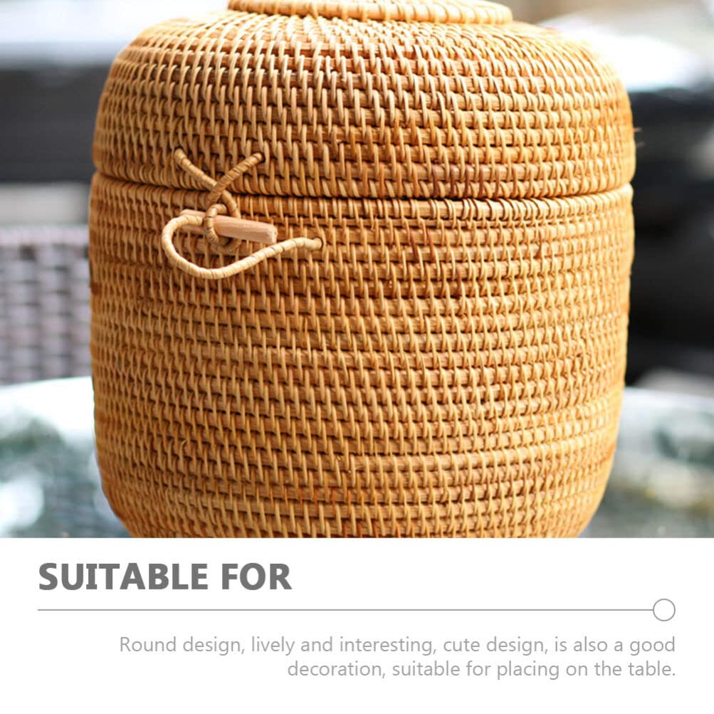 Natural Rattan Storage Basket - Multi-Purpose Woven Organizer for Plants, Toys, Candy, Bread & Tea | Stylish Desk & Home Decor | Eco-Friendly White Rattan Bin for Living Room, Kitchen & Office