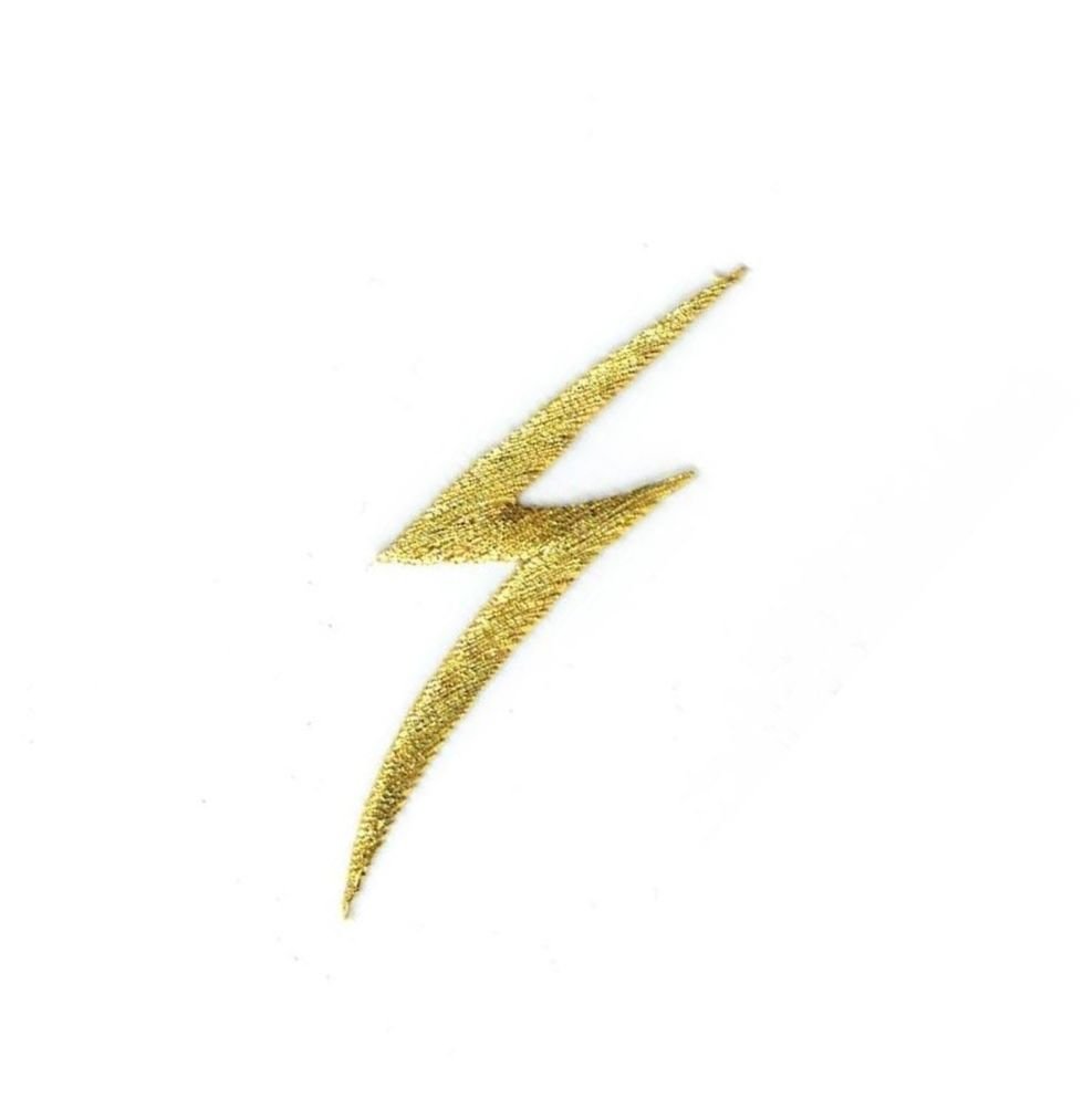 Gold Lightning Bolt Embroidered Iron-On Patch for Jackets, Backpacks & DIY Crafts - High Quality Sew-On Applique for Clothing Customization