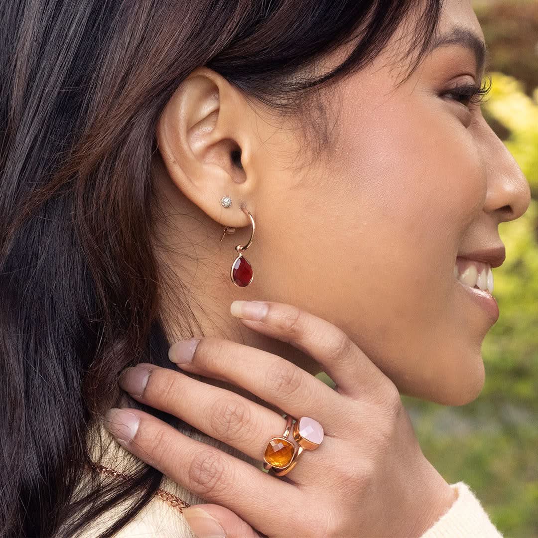 Elegant Citrine Cocktail Ring in Rose Gold - Perfect for Evening Parties & Special Occasions