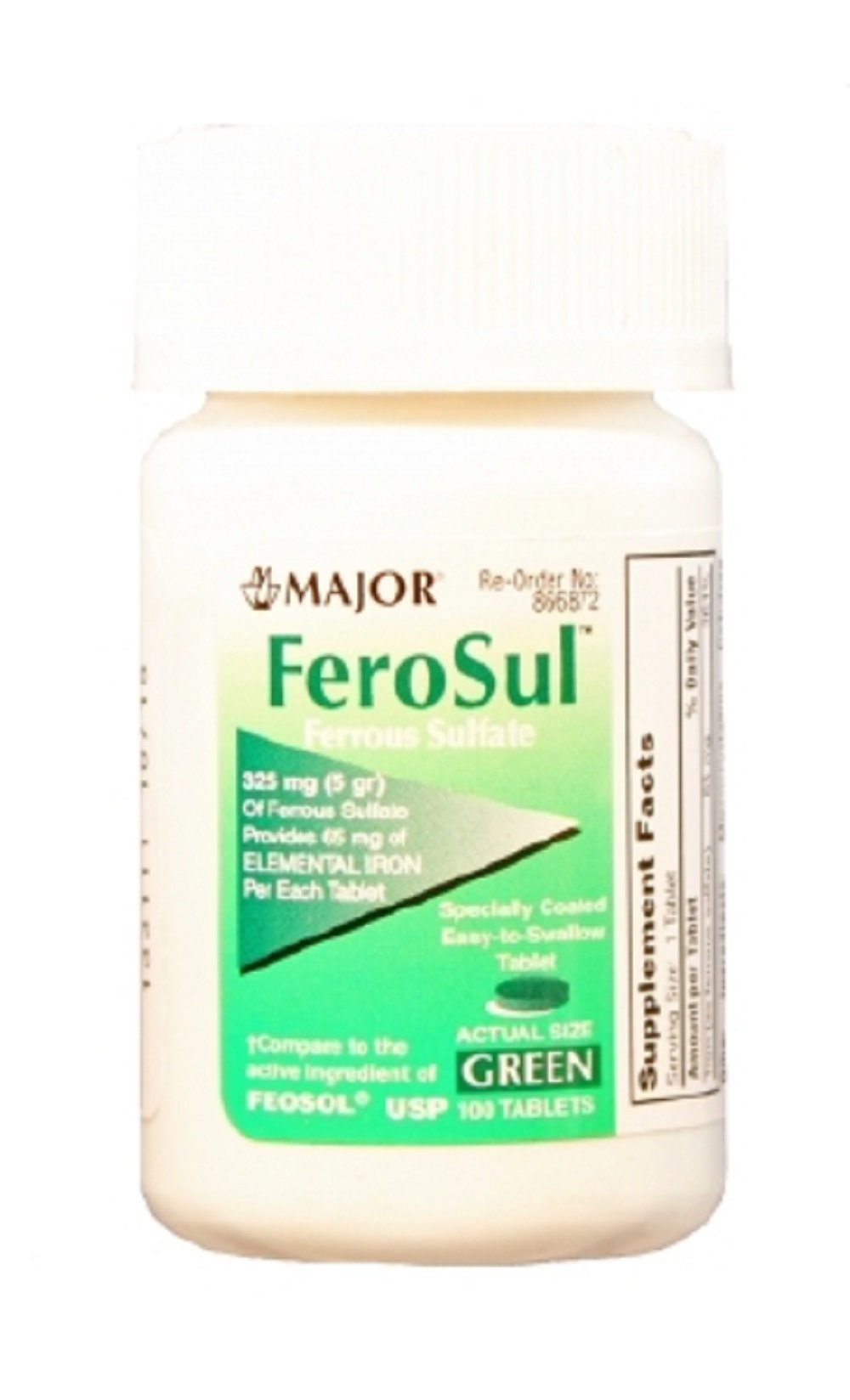 FeoSul High Potency Iron Supplement 325mg - 100 Tablets per Bottle - Supports Energy & Red Blood Cell Production - Ideal for Anemia & Fatigue Relief