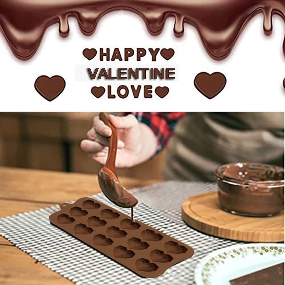 2-Piece Heart Shaped Silicone Mold Set for Chocolate, Candy, Cake & Jelly - Diamond Texture Baking Molds (Medium & Small) - Perfect for Valentine's Day, Weddings & DIY Dessert Decorating