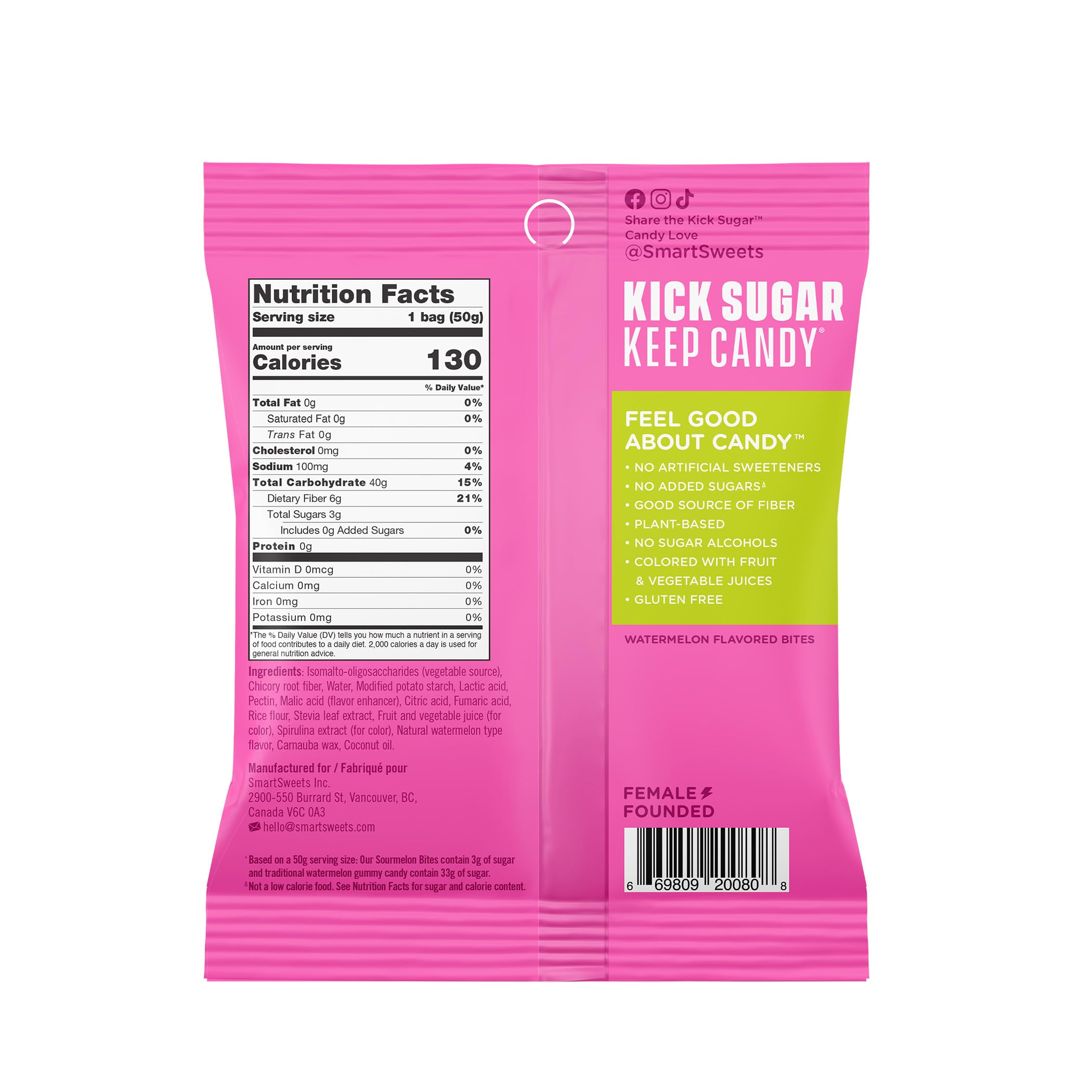Smartsweets Sour Melon Gummy Candy - 1.8oz Bag | Low Sugar, Keto-Friendly Snacks for Kids & Adults | Perfect for Lunchboxes, Movie Nights & Road Trips