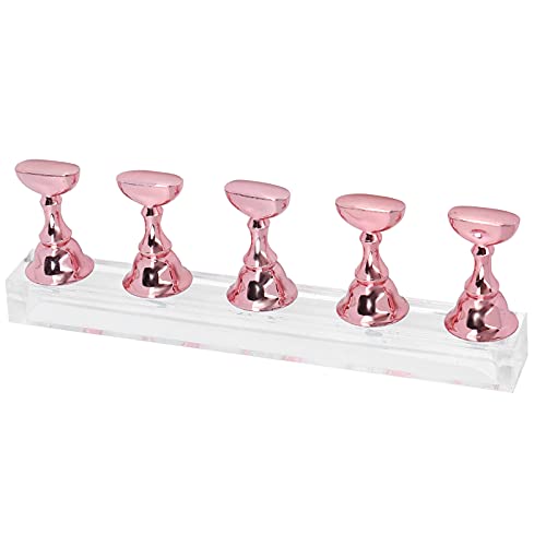 Magnetic Nail Display Stand - Acrylic Nail Art Practice Holder for False Nail Tips, Manicure Tool in Rose Pink - Perfect for Home Salon & Professional Nail Artists (Gift Idea for Nail Enthusiasts)