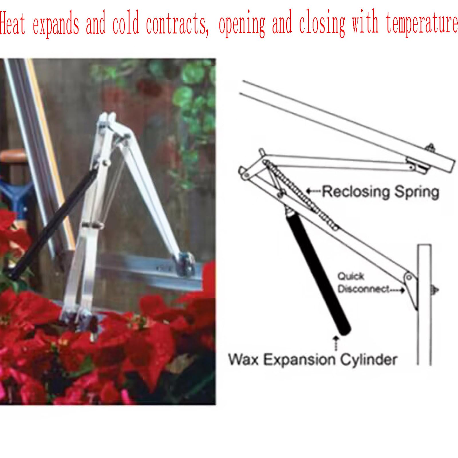 Solar-Powered Automatic Greenhouse Ventilation System - Thermal Roof Vent & Window Opener for Temperature Control (1 Set) | Perfect for Greenhouses, Cold Frames & Indoor Gardening Accessories