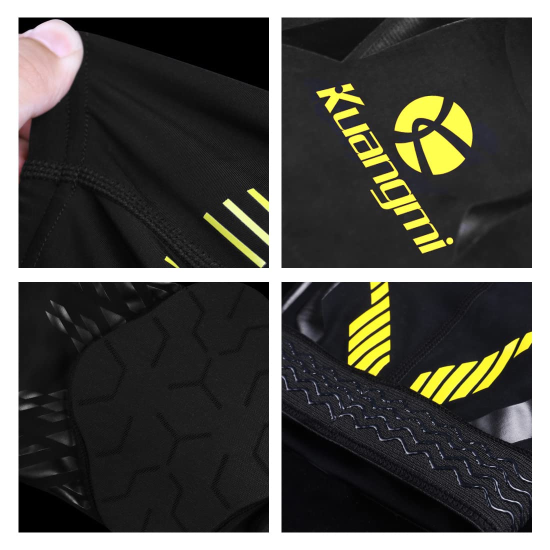 Kuangmi Knee & Shin Guard Sleeves for Soccer Basketball Wrestling Softball Volleyball - Breathable Sports Protective Gear with Daily Support (Black/Yellow, Large) - Perfect for Training, Games & Injury Prevention