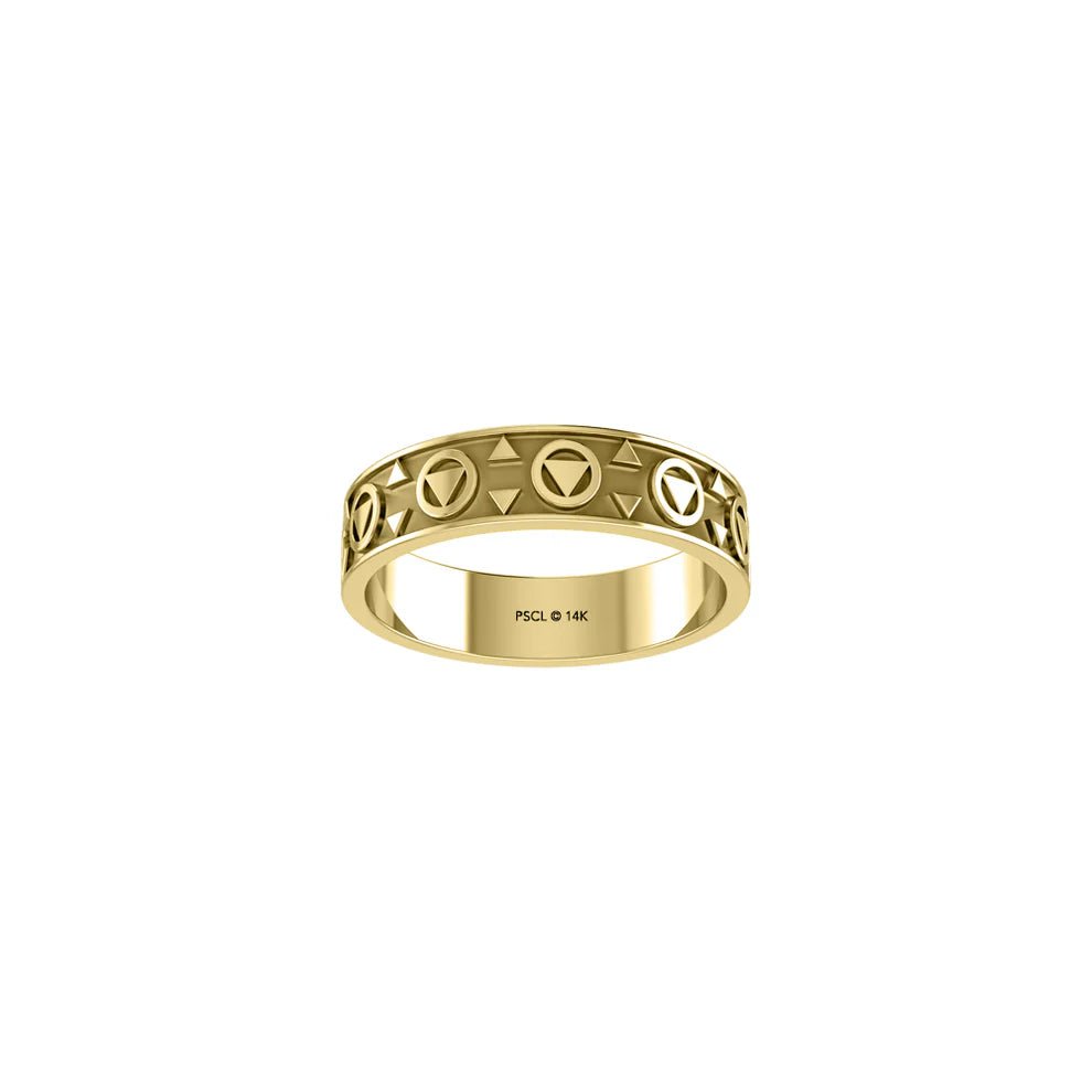 14K Yellow Gold Triangle Symbol Band Ring for Women - Durable & Elegant Jewelry for Everyday Wear, Gift Giving & Special Occasions